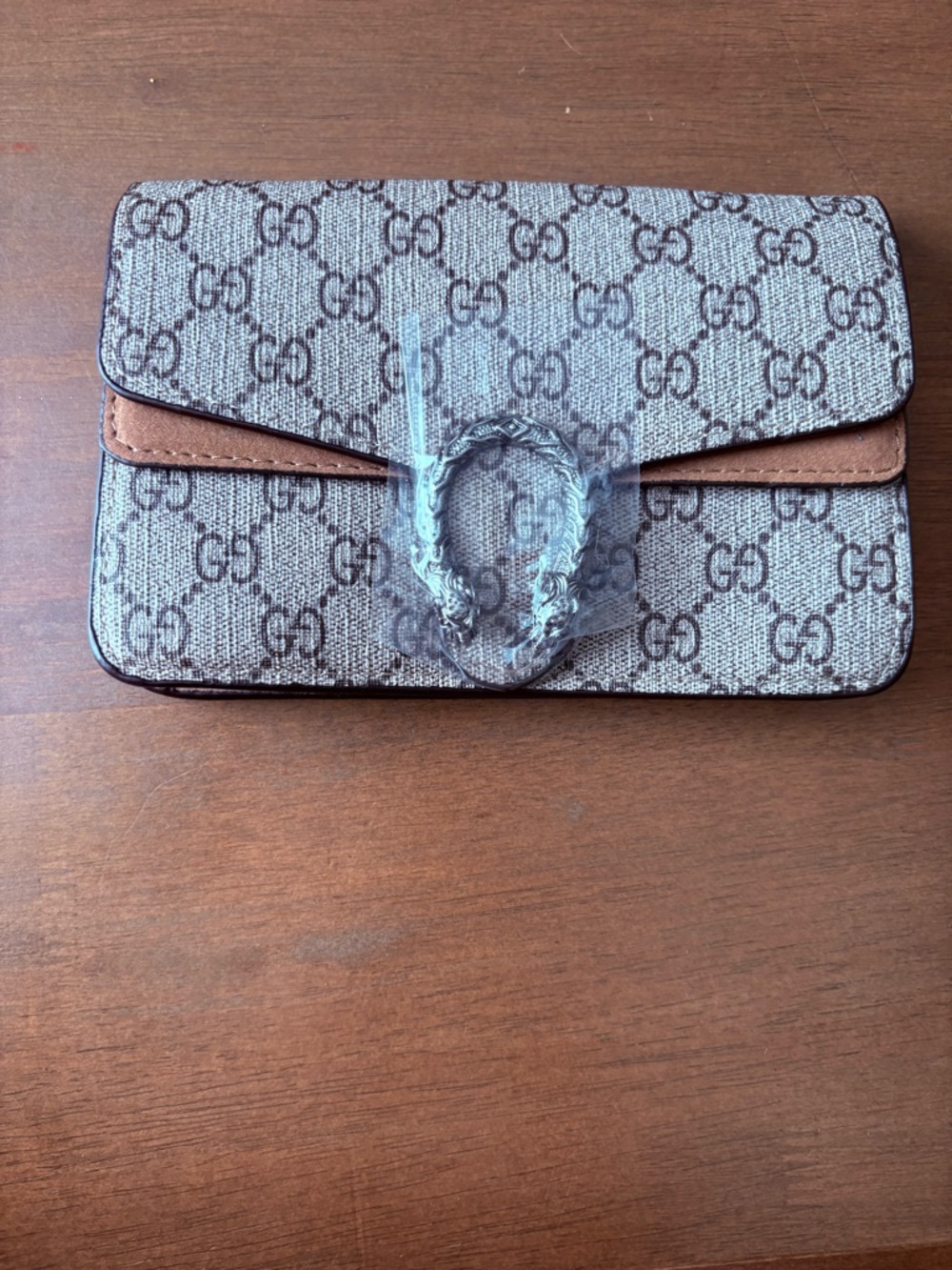 GG Style Monogram Wallet Clutch w/ Statement Buckle Designer Inspired Chic